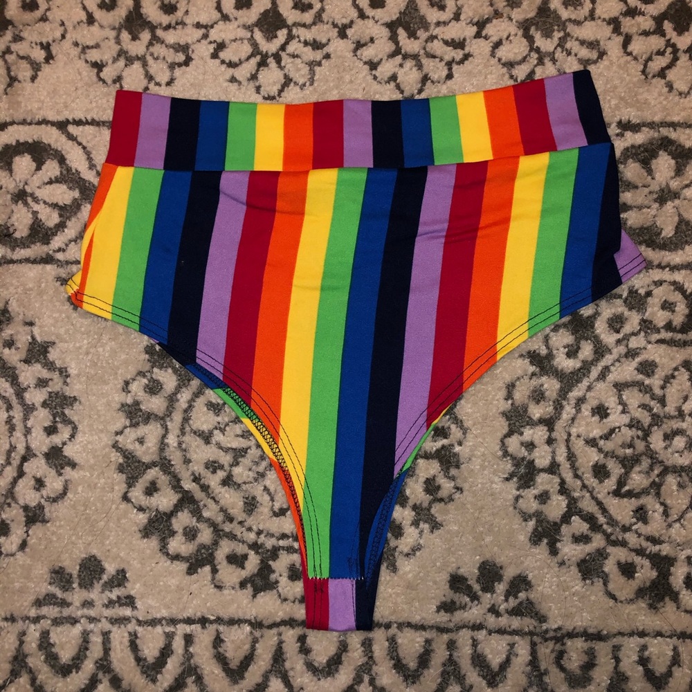 Rainbow stripe high waisted bottoms